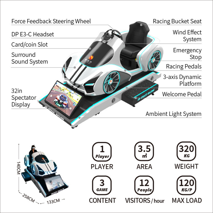 Vr Araç Simülatörü Araba Yarış Oyunu Vr Makine 9d Sanal Gerçeklik Sürüş Simülatörü Ekipmanı Para Parası İşletilen Arkade Oyunları 4