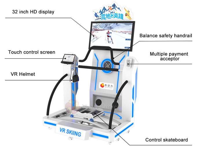 Para Birimi İşletilen Sanal Gerçeklik Oyun Makinesi 9d Vr Ski Simülatörü Ticari için 3
