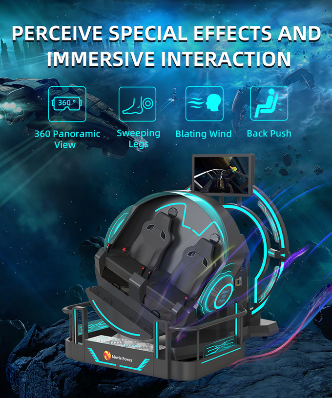 VR 360 2 Koltuk 9d Roller Coaster VR Makineleri 360 Dönüm Vr Sinema 360 Derece Uçan Sandalyeler Simülatörü 2