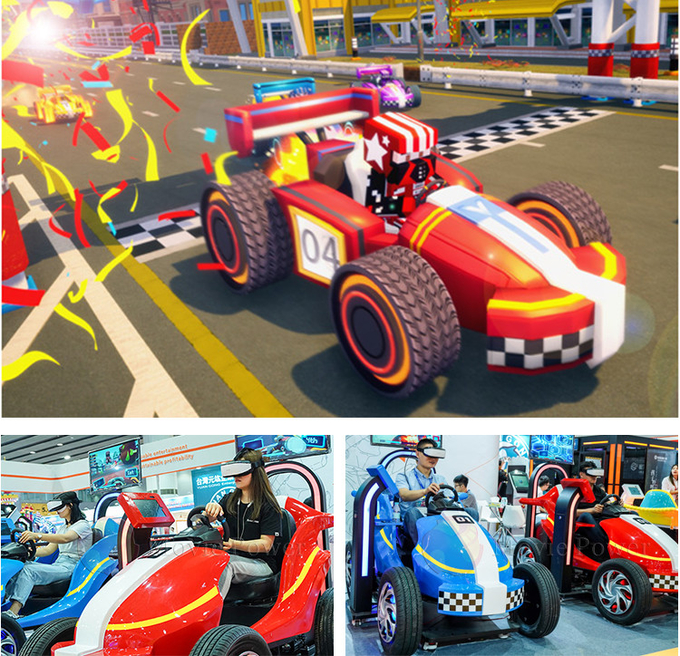 VR Tema Parkı Sürüşleri 9D Çocuk Yarış Oyunu Simülatörü Parça İşletilen Araba Arkade Makinesi 1