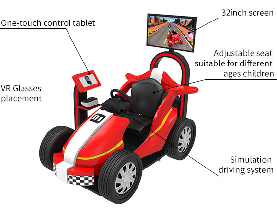 Çocuklar 9D Sanal Gerçeklik Sürüş Simülatörü Eğlence İçin Çok Oyunculu Araba Yarışı Oyunu 4