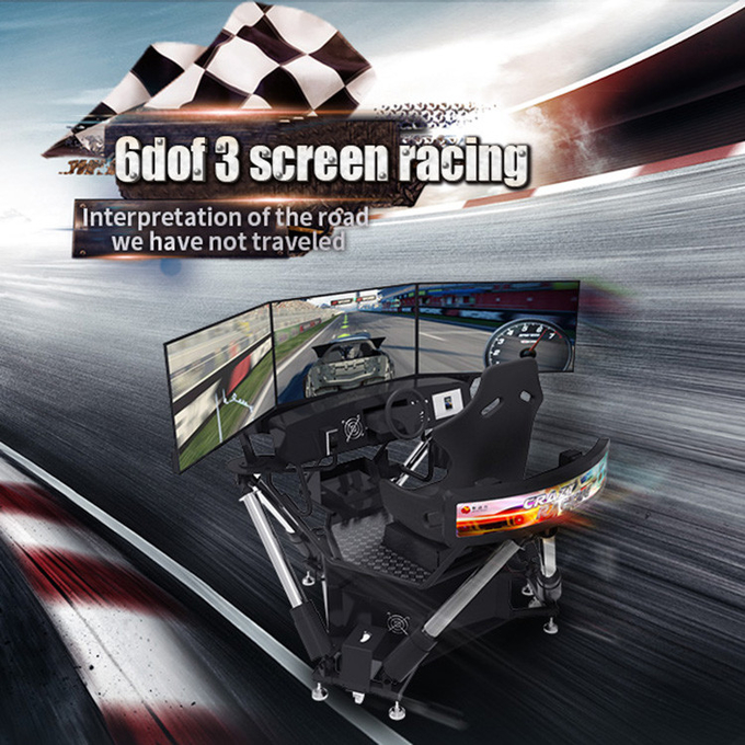 6 DOF Yarış Arabaları Arcade Dinamik Hareket Sürüş Ekipmanı 3 Ekran Sürüş Simülatörü 0