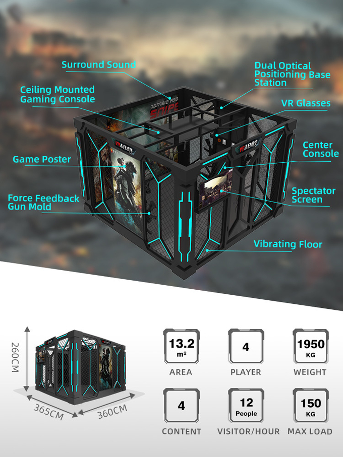 9d Vr Atış Simülatörü Vr Odası Vr Yürüme Platformu Sanal Gerçeklik Oyunları Çok oyunculu Zombi Arkade Makinesi 1