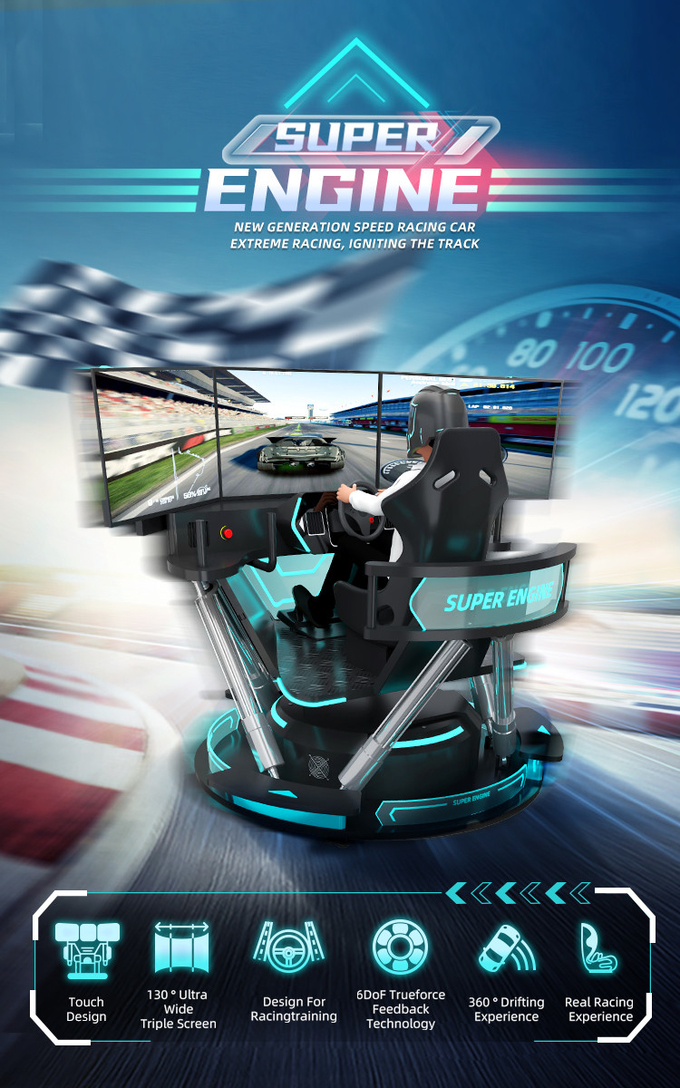 5.0KW F1 Otomobil Yarış Simülatörü Sürüş Oyunu Makinesi 6 3 Ekranlı Dof Hareket Platformu 0