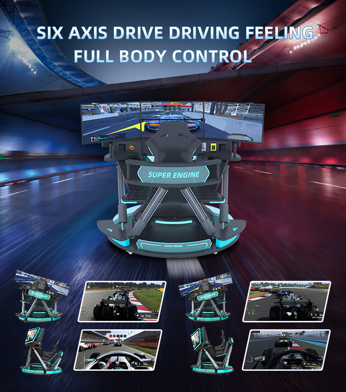 5.0KW F1 Otomobil Yarış Simülatörü Sürüş Oyunu Makinesi 6 3 Ekranlı Dof Hareket Platformu 3