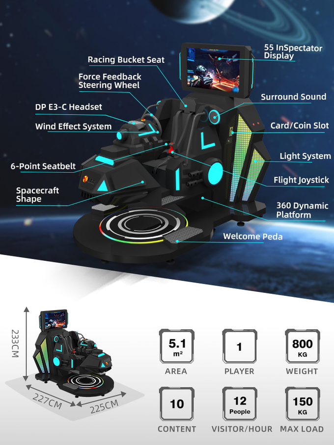 Interaktif VR Çekim 360 Derece VR Uçuş VR Yarış Simülatörü Kokpit Yıldız Savaş Gemisi 1