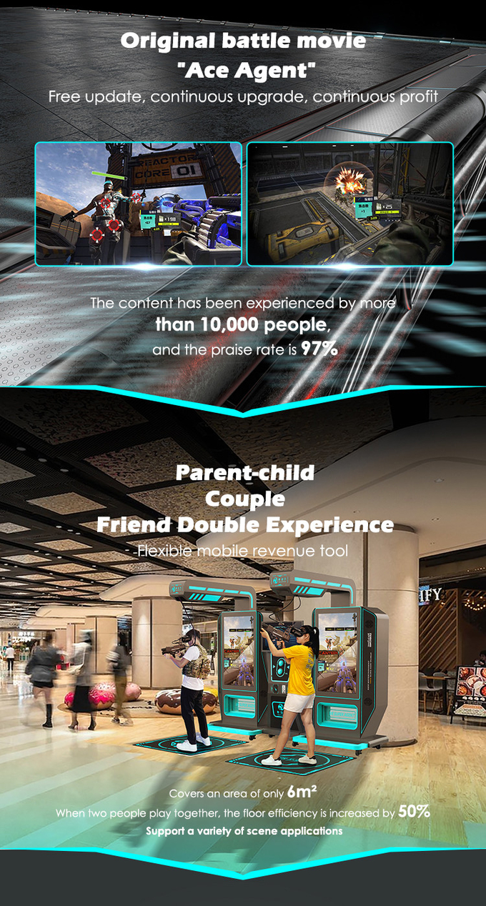 Alışveriş Merkezi VR Atış Oyunları Makinesi İki Kişilik VR Arcade Simülatörü 1