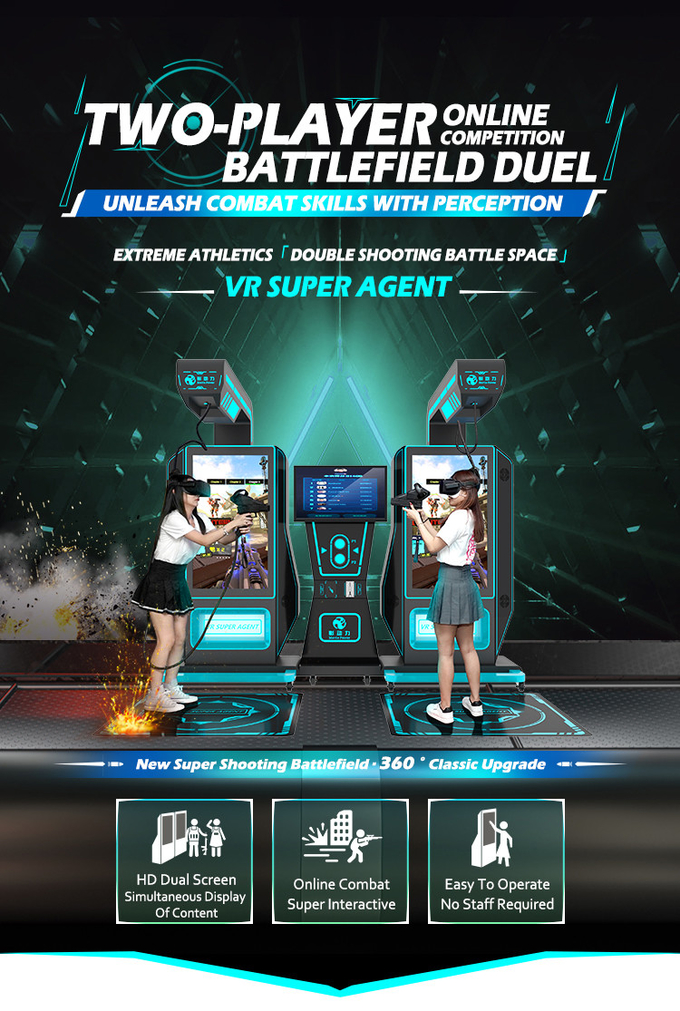 Sanal Gerçeklik Kapalı 9d Vr Arcade Atış Oyunu Makini kat Vr Super 2 oyuncu silah simülatörü Alışveriş merkezi için 0