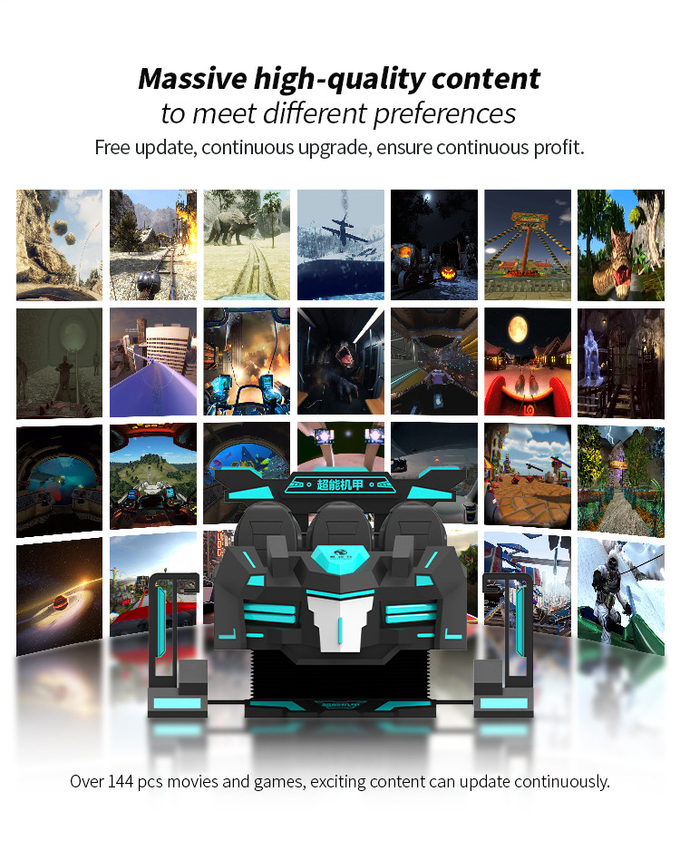 Fiberglas 9D VR Sinema 6 Kişilik VR Çekim Oyunu Simülatörü Birden Fazla Oyuncu Araba Sürme 1