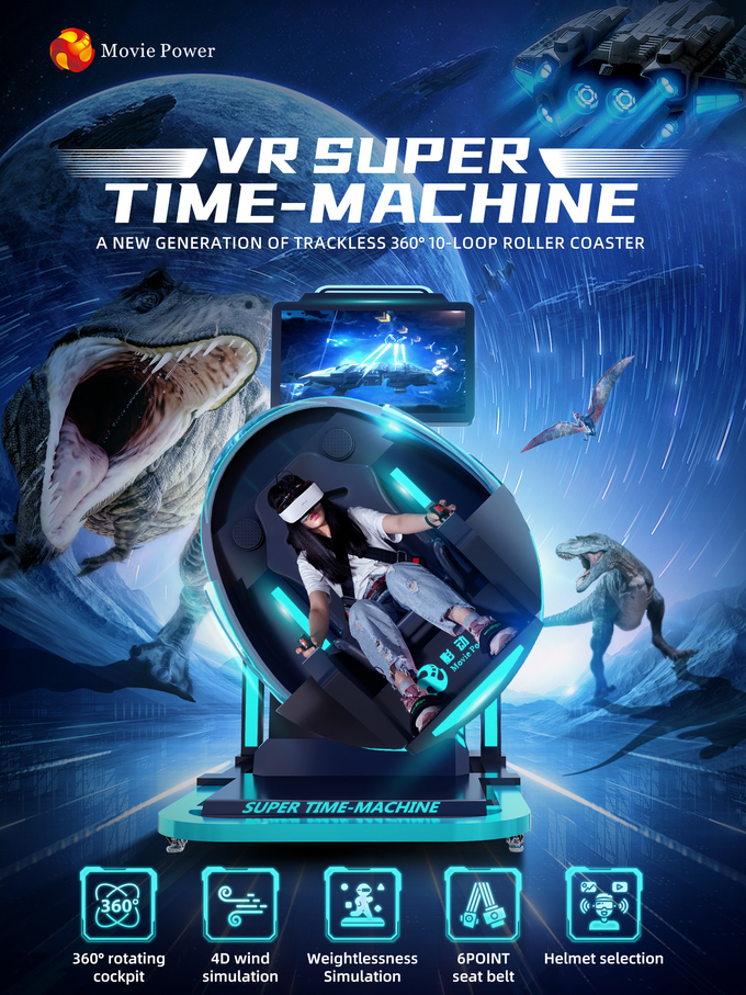 Para İtici Sanal Gerçeklik Simülatörü Ticari 9D VR Süper Zaman Makinesi Sinek Oyun Makinesi 3