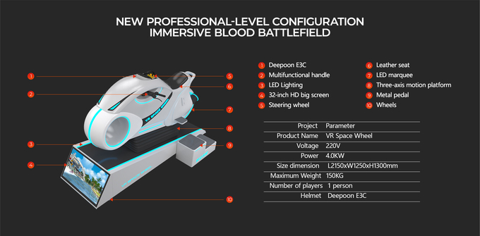 Fiberglas 9d VR Motosiklet Simülatörü Sanal Gerçeklik Yarış Arabası Ekipmanı 3