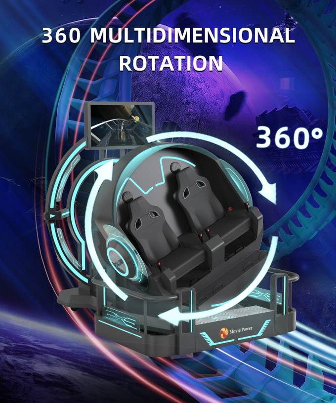 VR 360 2 Koltuk 9d Roller Coaster VR Makineleri 360 Dönüm Vr Sinema 360 Derece Uçan Sandalyeler Simülatörü 3