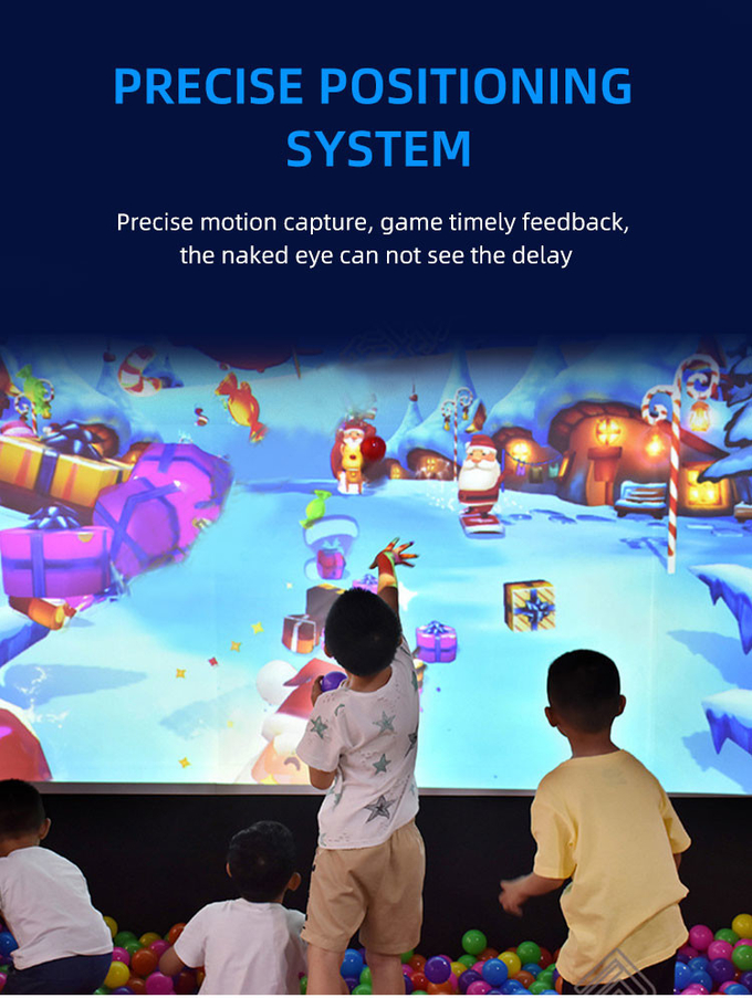 Büyük Kat Duvar Projeksiyon Oyunları Çocuklar Kapalı Oyun Alanı Park 3D Çocuklar İçin Etkileşimli Top Oyunu 2
