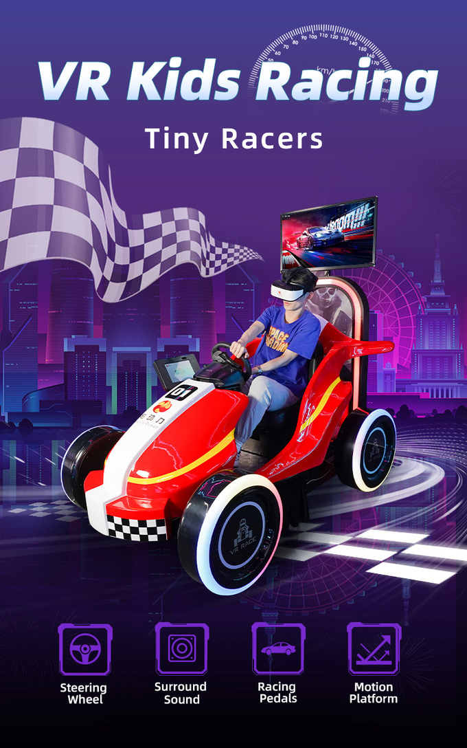 9D Çocuk Araç Yarışı Oyunu Eğlence Parkı için VR Sürüş Simülatörü 0