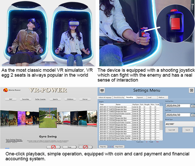 Eğlence Parkı Vr 9D Hareket Simülatörü Interaktif Oyun 9D VR Sanal Gerçeklik Yumurta Vr Sinema Sandalyesi 4