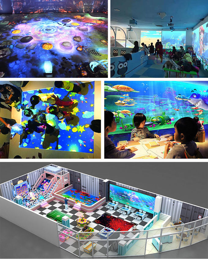 Çocuk Oyun Ekipmanları 3d Projektör Hologram Tüneli Etkileşimli Hareket Zemin Oyunları 0