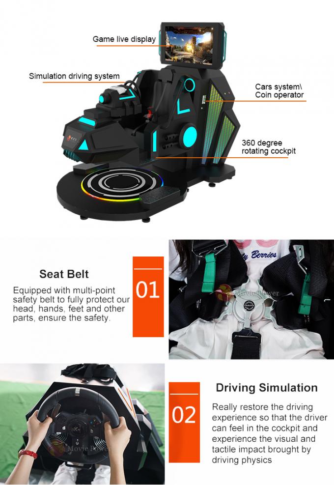 Serin Tasarım 9D VR Sinema Elektrikli 9D VR Simülatörü Araba Yarışı Oyunu 1