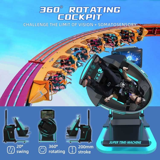 Para İtici Sanal Gerçeklik Simülatörü Ticari 9D VR Süper Zaman Makinesi Sinek Oyun Makinesi 5