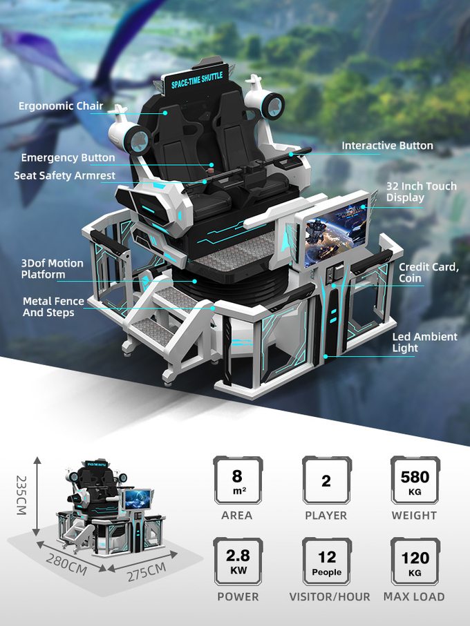 Güvenlik 9d Vr Sinema 2 Koltuklu Vr Roller Coaster Simulator Chair 360 Motion Ride 1